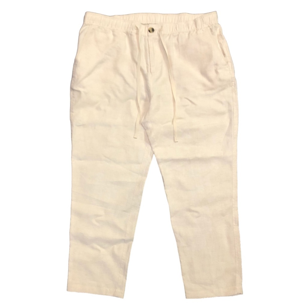 Lord & Taylor 100% Linen Pants, Elastic Drawstring Waist